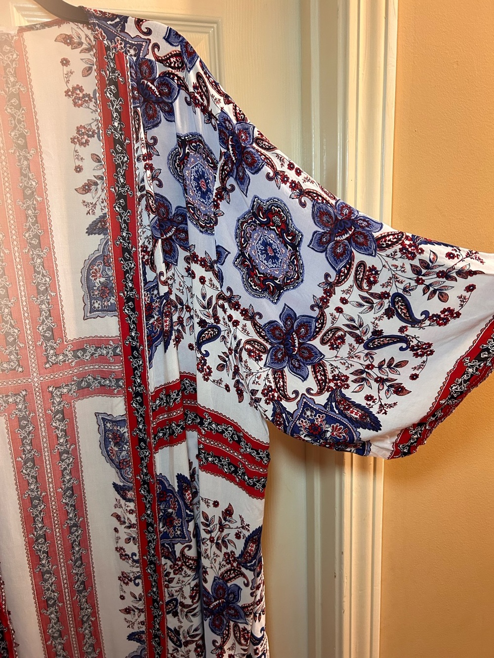 Maurices White Red and Blue Printed Kimono Tunic - Picture 3 of 6